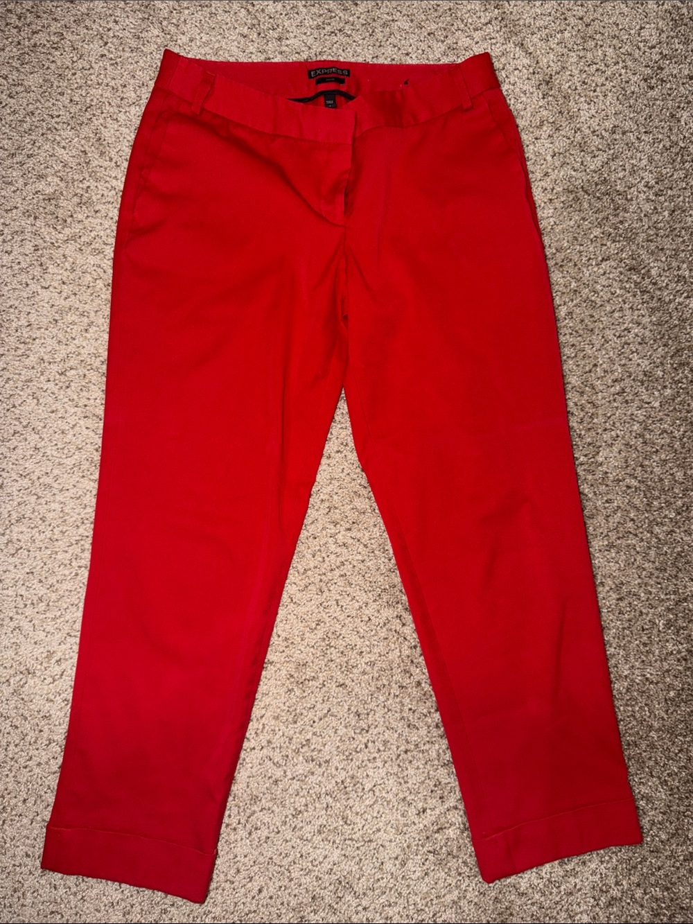 Express Vibrant Red Straight-Leg Pants